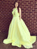Yellow Simple Prom Dresses with Pocket Open Back Prom Dresses APD3478-SheerGirl