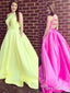 Yellow Simple Prom Dresses with Pocket Open Back Prom Dresses APD3478