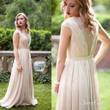 A-line Chiffon Long Bridesmaid Dress,Simple Prom Dress with Cap Sleeves,apd1551-SheerGirl