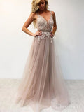 Beaded Lace Bodice V Neck Prom Dresses Long Cheap Formal Dress ARD1976-SheerGirl