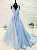Cheap Simple Long Prom Dresses,V-neck Long Formal Dresses APD3204-SheerGirl