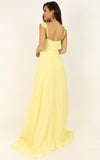 Daffodil Yellow High Slit Ruffle Straps Chiffon A Line Long Prom ARD2522-SheerGirl