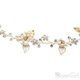 Hand-wired Crystal Petals Bridal Headband with Tieback and Pearl ACC1113-SheerGirl