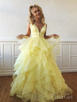 Multi-layered Polka Dot Organza Prom Dresses Long Sweet 16 Dress ARD2002-SheerGirl