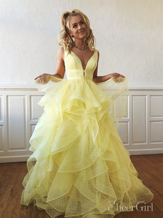 Multi-layered Polka Dot Organza Prom Dresses Long Sweet 16 Dress ARD2002-SheerGirl
