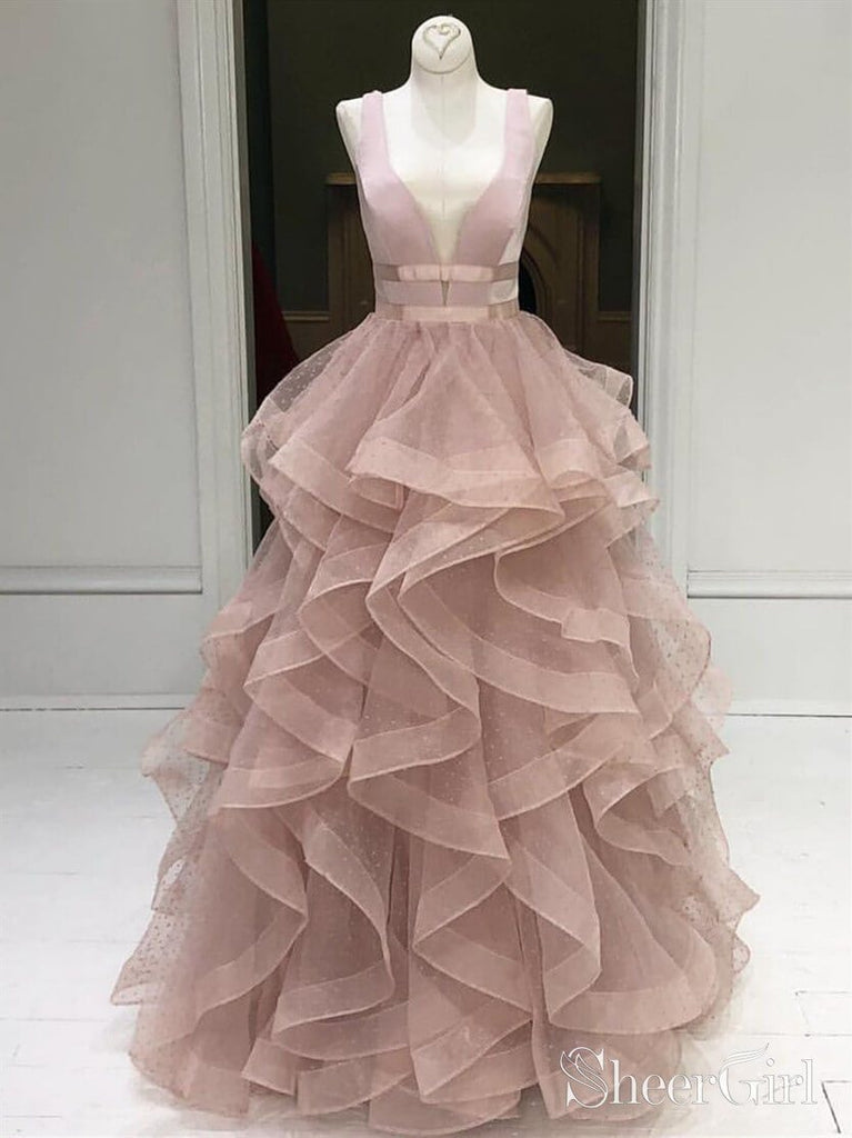 Multi-Layered Polka Dot Organza Prom Dresses Long Sweet 16 Dress ARD2002 Multi-Layered Polka Dot Organza Prom Dresses Long Sweet 16 Dress ARD2002