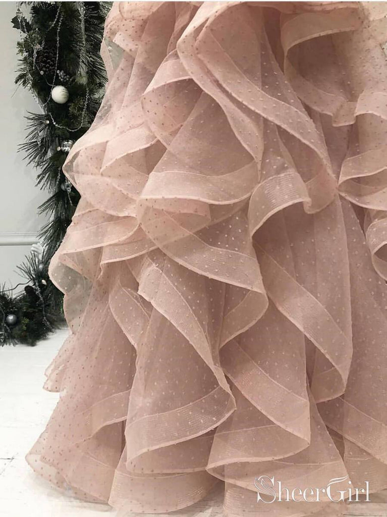 Multi-layered Polka Dot Organza Prom Dresses Long Sweet 16 Dress ARD20 SheerGirl Multi-layered Polka Dot Organza Prom Dresses Long Sweet 16 Dress ARD20 SheerGirl