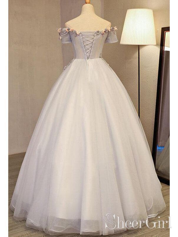 Off the Shoulder Ball Gown Prom Dresses Long Princess Cute Quinceanera Dress ARD1991-SheerGirl