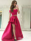 Off the Shoulder Lace Appliqued Two Piece Prom Dresses APD3221