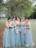 One Shoulder Spaghetti Strap Mismatched Bridesmaid Dresses Dusty Blue PB10089-SheerGirl
