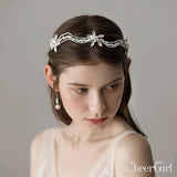 Retro Silver Pearls Beaded Headband with Crystals ACC1115-SheerGirl