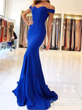Royal Blue Mermaid Prom Dresses with Train,Simple Cheap Evening Dresses APD3197-SheerGirl