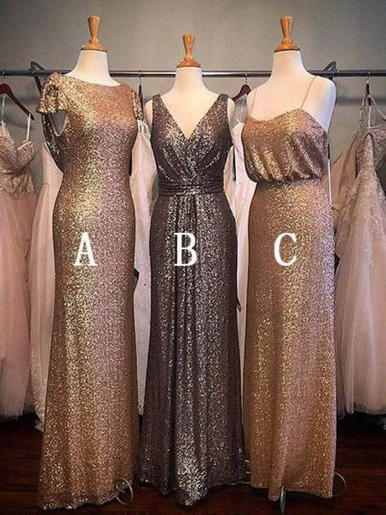Shiny Gold Sheath Mismatched Bridesmaid Dresses Plus Size Maxi Dress ARD1837 Shiny Gold Sheath Mismatched Bridesmaid Dresses Plus Size Maxi Dress ARD1837