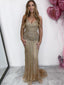 Shiny Mermaid Prom Dresses V Neck Beaded Sparkly Pageant Dress ARD2104