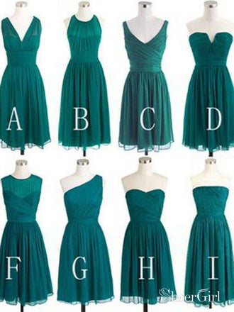 Teal Chiffon Short Mismatched Bridesmaid Dresses Cheap Summer Homecoming Dress apd1699-SheerGirl