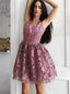 Vintage Flower Lace Homecoming Dresses V Neck Retro Short Prom Dress ARD1590