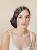 Vintage Ivory Mesh Birdcage Wedding Veils with Tiny Crystals ACC1086-SheerGirl